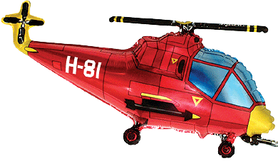 Helicopter 22" x 38" Foil Balloon Red