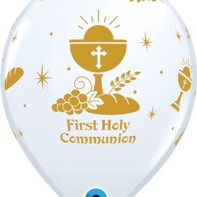 White First Communion 11 inch Qualatex Balloons (25)