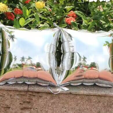 16 Inch Square Foil Balloon Linking - Silver