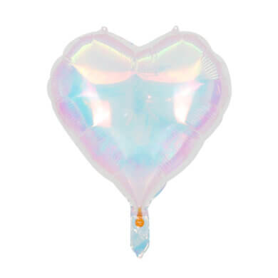 Clear Iridescent 19 Inch Heart Foil Balloon Air Fill