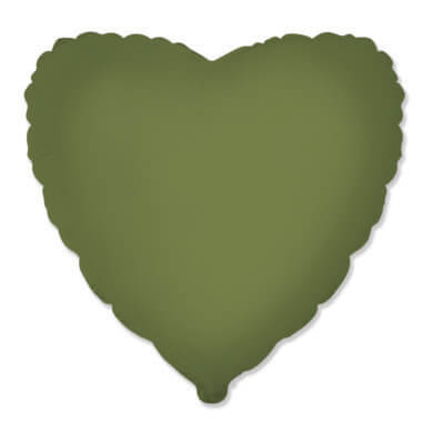 HEART 18 Inch Foil Balloon Matte Olive Green