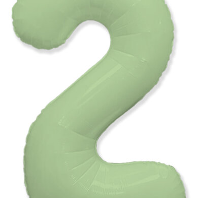 Flexmetal Number 2 34 Inch Foil Balloon Matte Mint
