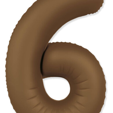 Flexmetal Number 6 34 Inch Foil Balloon Matte Chocolate Brown