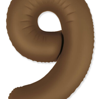 Flexmetal Number 9 34 Inch Foil Balloon Matte Chocolate Brown