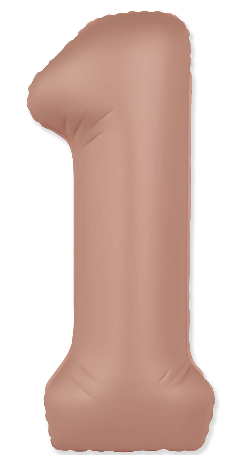 Flexmetal Number 1 34 Inch Foil Balloon Matte Vintage Rose