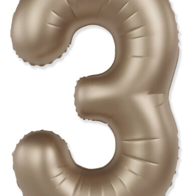 Flexmetal Number 3 34 Inch Foil Balloon Matte Starlight Gold
