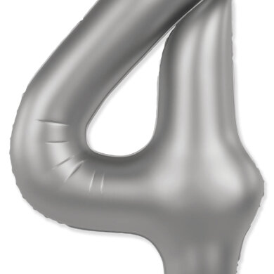 Flexmetal Number 4 34 Inch Foil Balloon Matte Moonlight Silver