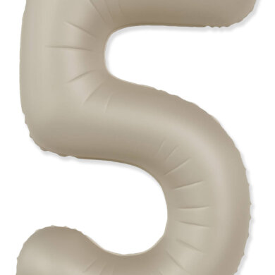 Flexmetal Number 5 34 Inch Foil Balloon Matte Creamy Latte