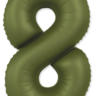 Flexmetal Number 8 34 Inch Foil Balloon Matte Olive Green