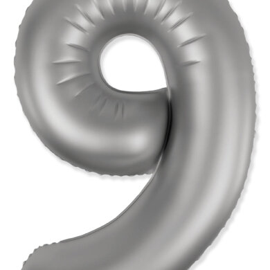 Flexmatal Number 9 34 Inch Foil Balloon Matte Moonlight Silver