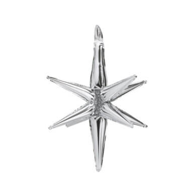 3D Silver Star Burst Foil Balloon Air Fill 20 Inch