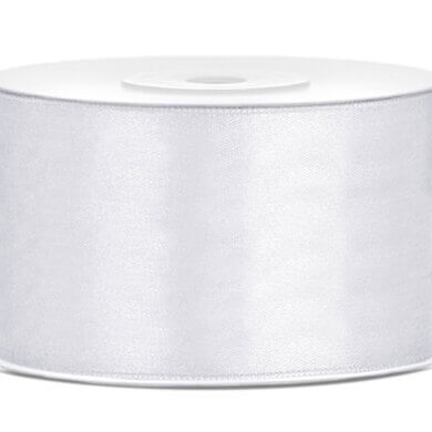 PartyDeco Double Faced Satin Ribbon 38mm x 25m White