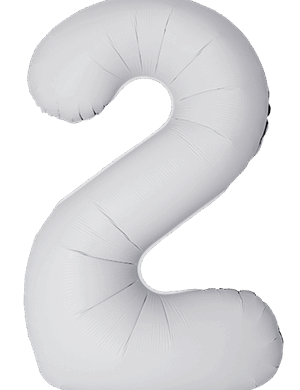 Flexmetal 34 Inch Foil Balloon Matte White Slim  Number 2