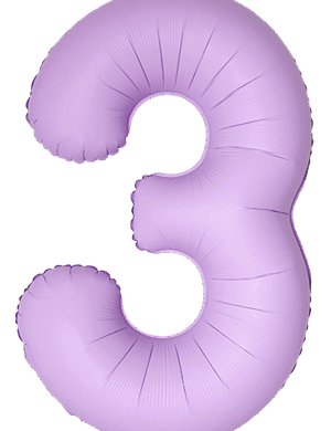 Flexmetal 34 Inch Foil Balloon Matte Lavender Slim Number 3