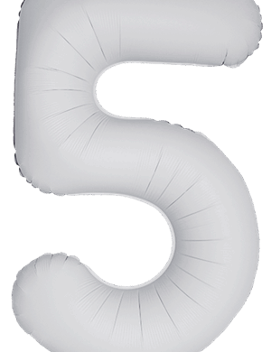 Flexmetal 34 Inch Foil Balloon Matte White Slim Number 5