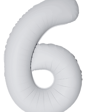 Flexmetal 34 Inch Foil Balloon Matte White Slim Number 6
