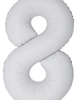 Flexmetal 34 Inch Foil Balloon Matte White Slim Number 8