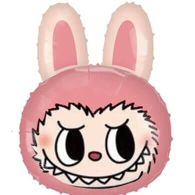 Labubu Head Foil Balloon 26 Inch Shape Pink